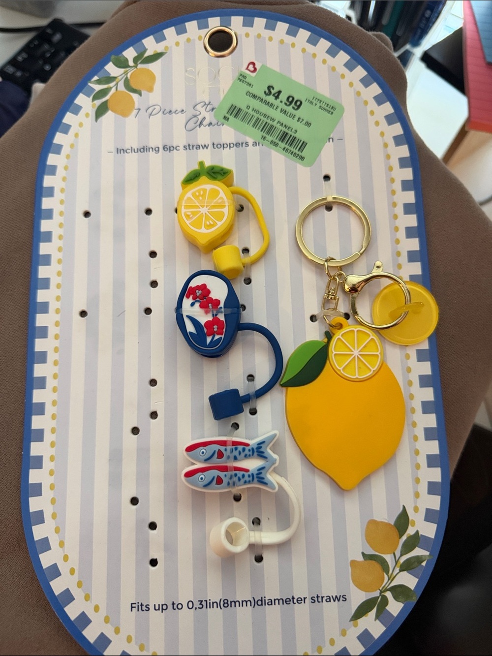 Straw toppers and key chain